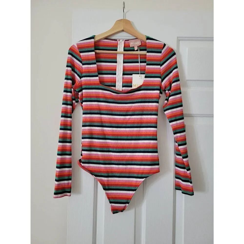 Show me your mumu colorful striped bodysuit XL NWT